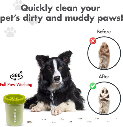 Mudbuster Medium Dog Paw Cleaner in Green - Fits 1.5"-2.5" Wide Paws, Portable Paw Washer for Muddy Paws, Dog Paw Cleaning Cup with Gentle Silicone Bristles, Quick Clean Pet Paw Washer