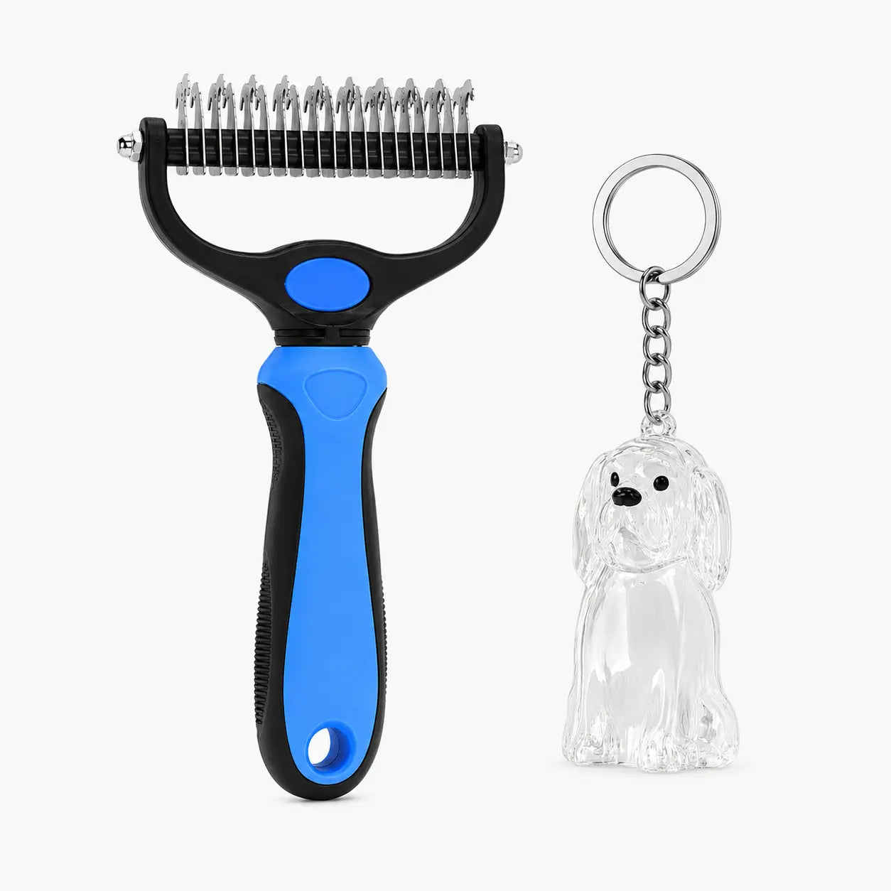 Pet Dematting Undercoat Rake for Long Haired Dogs Cats, Double Sided Deshedding Brush, Pain Free Tangle Remover to Reduce Shedding & Mats, Pet Grooming Tool N2
