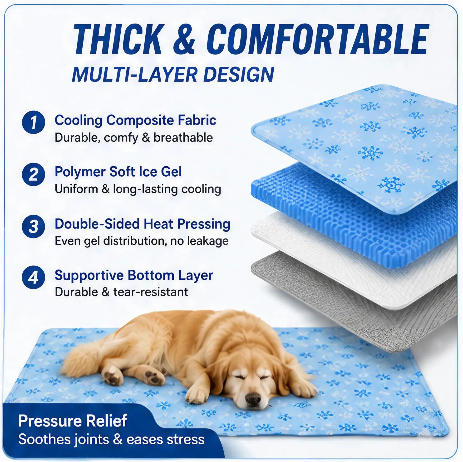 Pet Cool Pad - Washable Gel, Waterproof Ice Silk Pad for Dogs & Cats, Suitable for Couch, Crate (Sizes S-L)