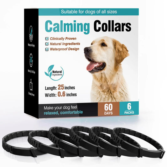 Pet Pulse Calming Collar for Dogs 6 Packs Dog Calming Pheromones Collar Separation Anxiety and Stress Relief anti Anxiety 60 Days Calm Pheromone Collars for Small Medium Large Dogs 25 Inch Adjustable Waterproof